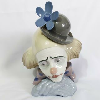 Lladro Pensive Clown 5130 1981 Retired Head Bust 10.  5” Sad Jester No Box/base