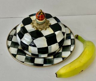 Mackenzie Childs Retired Enamel Courtly Check Tartan Finale Butter Cheese House