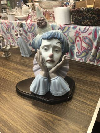 Lladro 5129 SAD JESTER Clown Head Bust Figurine Gloss Figure 2