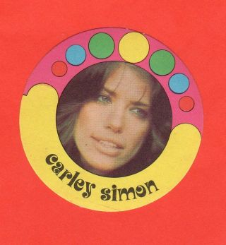 Carly Simon 1972 Monty Gum Pop Star Stickers Rare