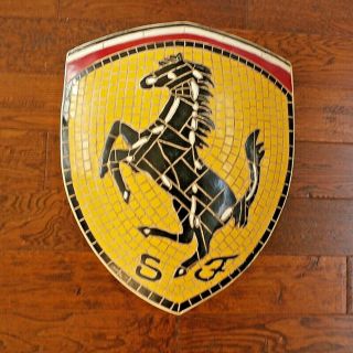 22 " Handcrafted Mosaic Ferrari Sf Style Emblem Sign Wall Art Resin Sculpture