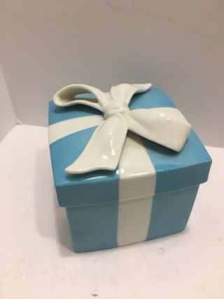 Tiffany & Co.  Porcelain Blue Trinket Gift Box 3.  5”