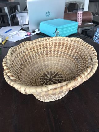 Carolia Sweetgrass Handwoven Basket - 10 1/2” Diameter 5 1/4” Hi