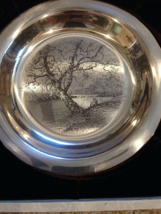 James Wyeth,  " Along The Brandywine ",  Solid.  925 Sterling Silver Collector Plate
