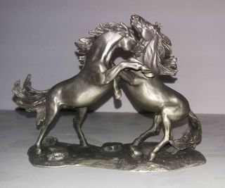 Wild Stallions Franklin Limited Edition Fine Pewter Horses 1977 Polland