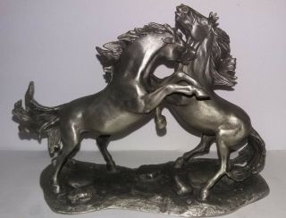 Wild Stallions Franklin Limited Edition Fine Pewter Horses 1977 Polland 2