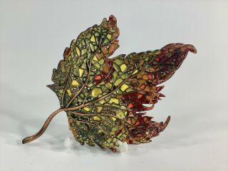 Jay Strongwater Swarovski Leaf Figurine Plique Du Jour Enamel W/ Box,  Ex Cond