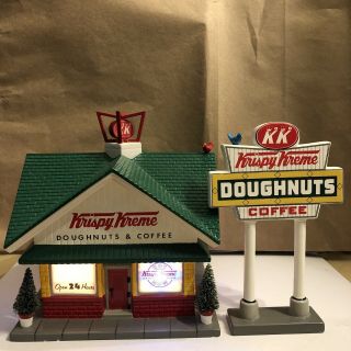 Dept 56 Snow Village Krispy Kreme Doughnut Shop & Sign