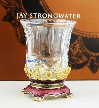 Jay Strongwater Clear Glass Candle Holder Swarovski Made In Usa