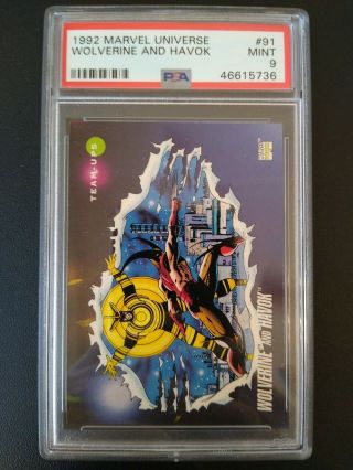 1992 Marvel Universe Wolverine And Havok 91 Psa 9 Pop 1 Case
