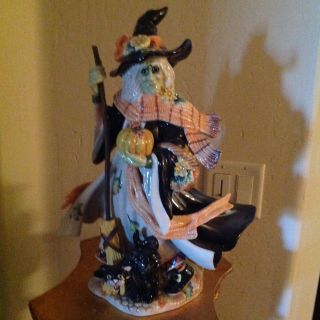 Fitz & Floyd Classics Halloween Harvest Witch & Black Cat 17 " Figurine Statue