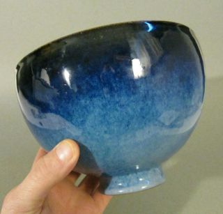 Edwin & Mary Scheier Mid Century Studio Art Pottery Blue 7 " Footed Bowl