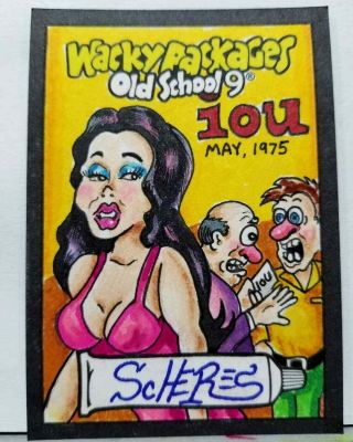 Wacky Packages Old School 9 Sketch Card Iou Oui Parody Scheres Topps