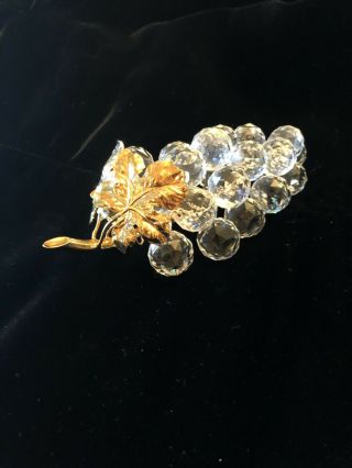 Swarovski Crystal Large 23 Grapes With Gold Leaves With