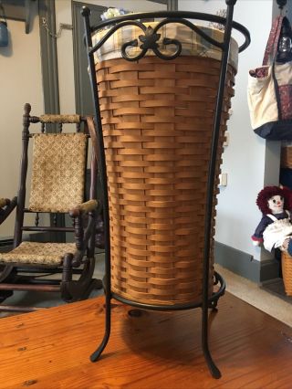 Longaberger Umbrella Basket With Wrought Iron Stand