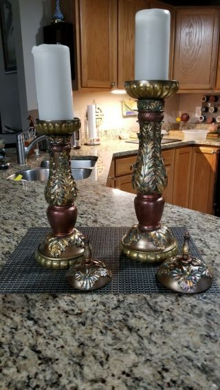 Unique Ornament Candlesticks With Gold & Metal Leafing