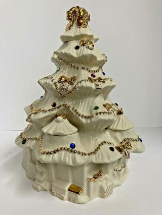 Lenox Christmas Tree Fine Ivory China.  11 7/8 " The Jeweled " Certificated In Boxes