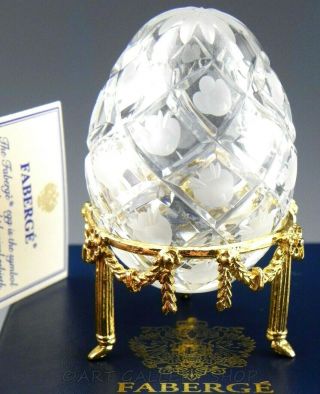 Faberge Cut Crystal Egg With Gold Ormolu Stand Limited Ed.  5901