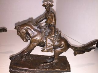 Frederic Remington " The Cowboy " Bronze Horse Statue 1988 The Franklin