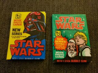 2 Vintage 1977 Star Wars Topps Trading Movie Photo Cards In Package Nip