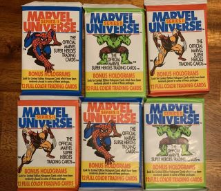 (6) 1991 Impel Marvel Universe Series 2 Factory Packs Cards Random