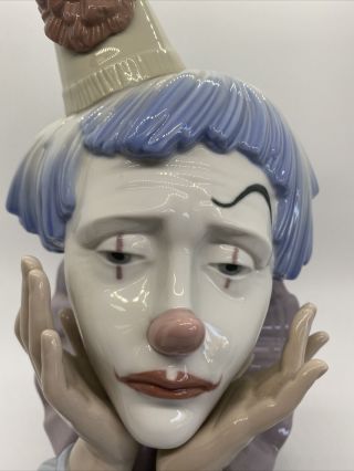 Lladro Sad Jester Clown Head Bust Figurine 5129 - 2