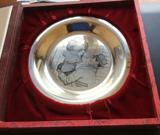 Franklin Sterling Silver.  925 Norman Rockwell Hanging The Wreath Plate