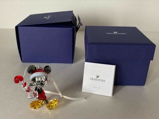 Swarovski Disney Mickey Mouse With Candy Cane Figurine 5412847 Mib