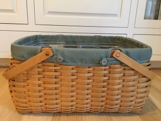 Longaberger Hostess Craft Keeper Basket Combo with liner,  and 3 piece protector 3