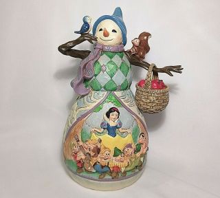 Jim Shore Disney Snow White Snowman Figurine Hi Ho Holidays 4046020 Retired 7 "