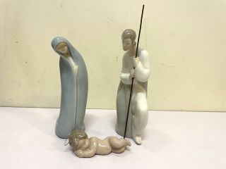 Lladro Porcelain Figurines 3 - Pc Holy Family Nativity Joseph Mary Baby Jesus Euc