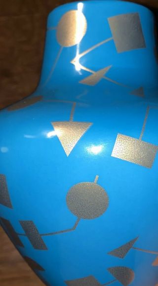 Jonathan Adler Turquoise Blue & Gold Santorini Artemis Vase