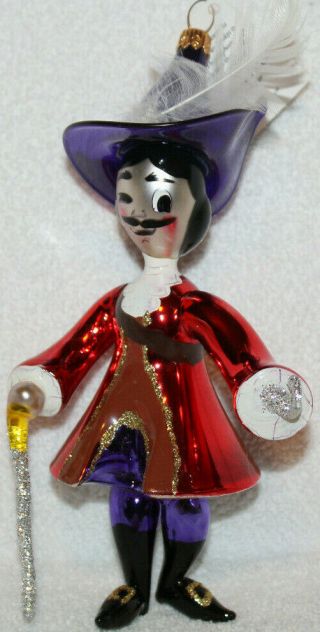 Christopher Radko Glass Christmas Ornament Italian Captain Hook Peter Pan Disney