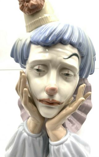 Lladro 5129 Jester - Sad Clown Bust Figurine 2