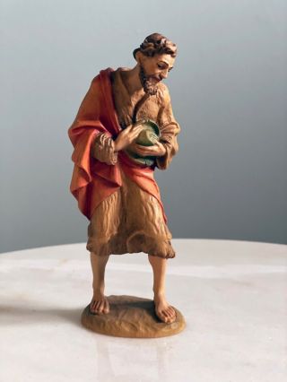 Anri Karl Kuolt Hand - Carved Nativity Shepherd With Hat 6 "