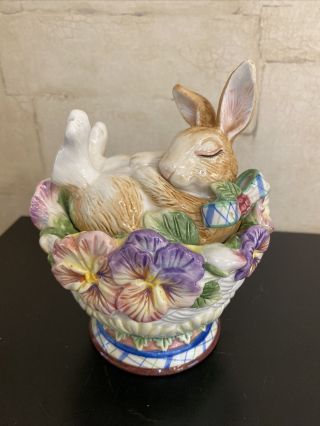 Fitz & Floyd Halcyon Bunny Rabbit Easter Trinket Decor 6” Tall Perfect No Box