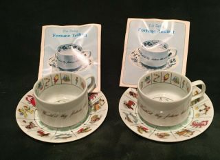 2 Vintage The Zarka Fortune Telling Teacup With Saucer And Book C1978 Zodiac