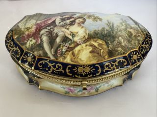 Vintage French Limoges China & Porcelain 11x6x4.  5 Large Dresser Trinket Box