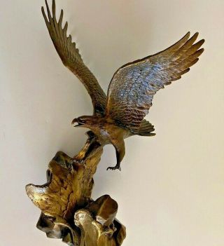 Ronald Van Ruyckevelt Solid Bronze " Wings Of Glory " Eagle Statue 1990