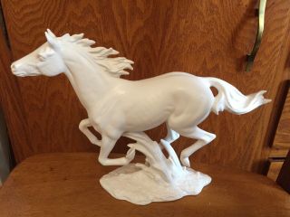 1972 Vintage Goebel W.  Germany White Porcelain Pottery Stallion Horse Figurine
