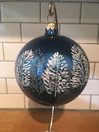 Christopher Radko Reflections In Blue Christmas Ornament 96 - 198 - 0 White Trees