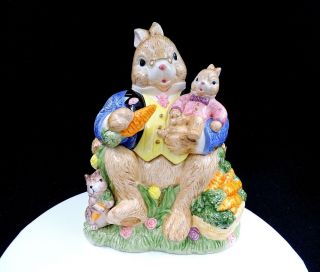 Fitz And Floyd Omnibus Devonshire Grandpa Rabbit Large 12 " Cookie Jar 1993