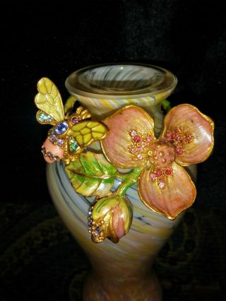 Jay Strongwater Dogwood Bee Mini Vase Swarovski Crystals So