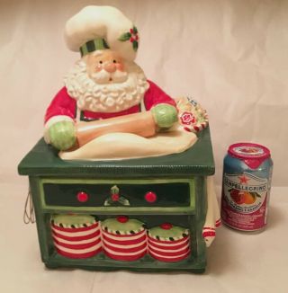 Vintage Fitz & Floyd Christmas Holiday Cookie Jar Santa Kitchen 2005