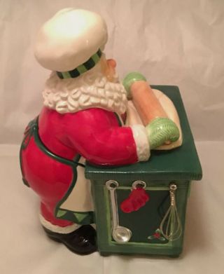 Vintage FITZ & FLOYD Christmas Holiday Cookie Jar Santa Kitchen 2005 3