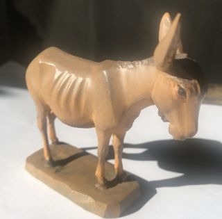 Anri Karl Kuolt Hand - Carved Nativity Donkey Standing 3 1/4 In Tall