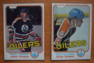 Two Near Vintage 1981 Edmonton Oilers Hockey Cards With Paul Coffey