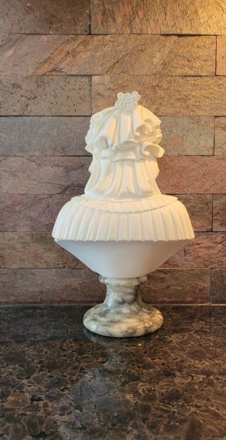 Vintage Italian Angelica Maria Bust Alabaster Sculpture Marble Base Signed A. 2