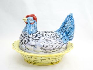 Very Rare Bloor Derby Chicken/hen Sitting On A Basket - 1800 