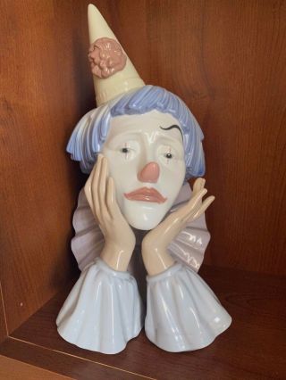 Vintage Lladro 5129 Sad Jester Clown Head Large Figurine Retired Not A Fake